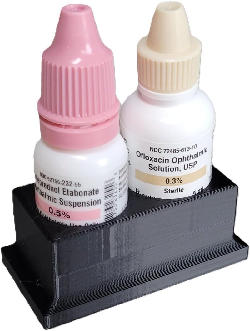 Znet3D Eye Drop Bottle Organizer, 2-Slot Stand (Black) - Image 1